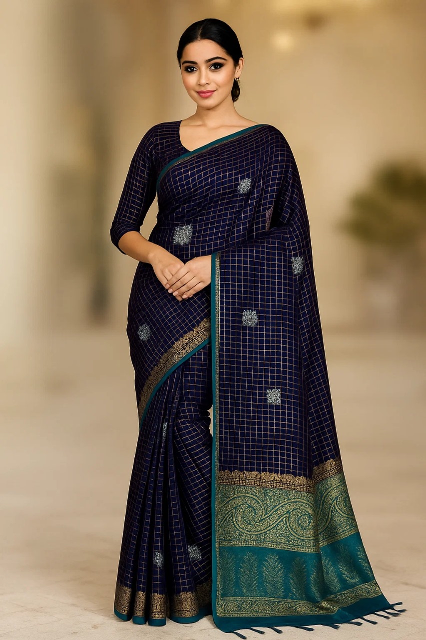 Blue banarsi saree