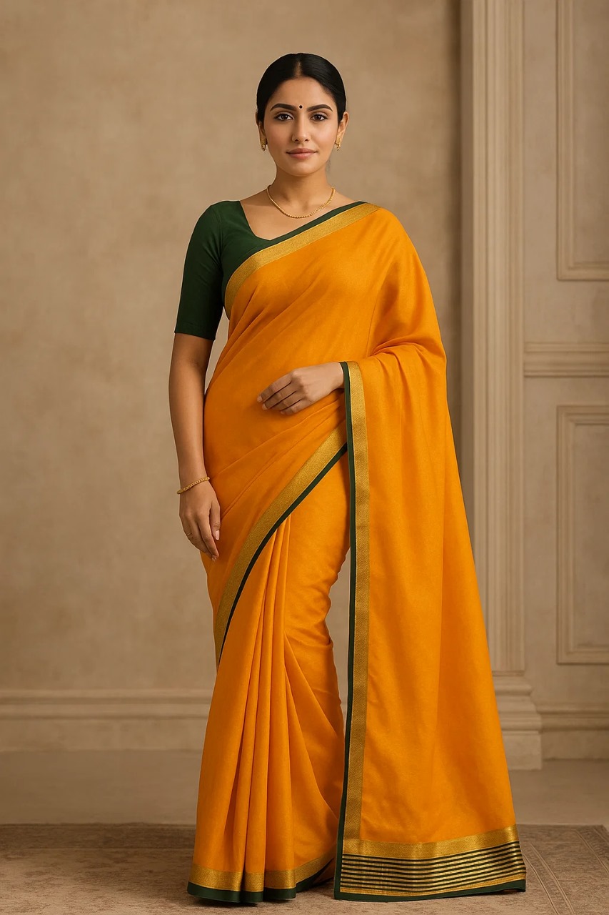 Mustard silk saree