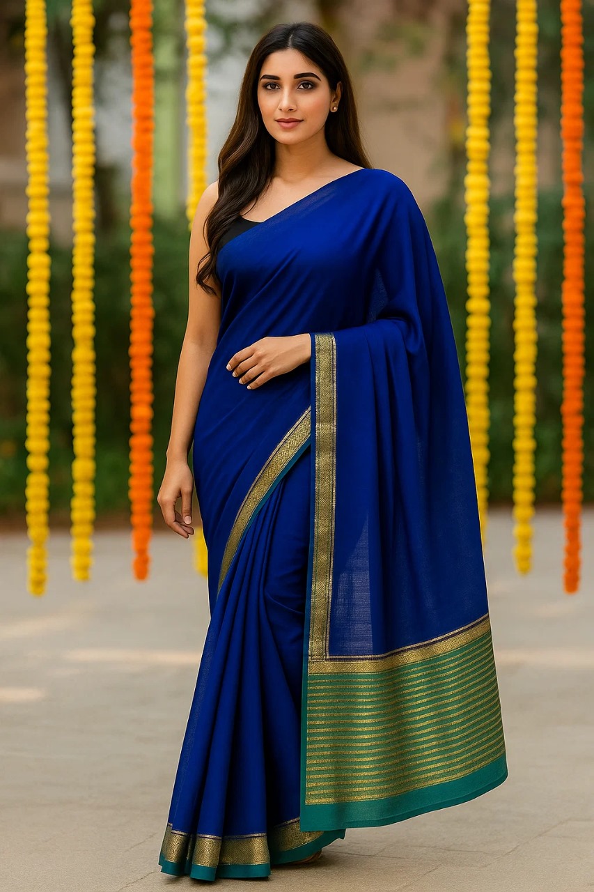Royal blue saree