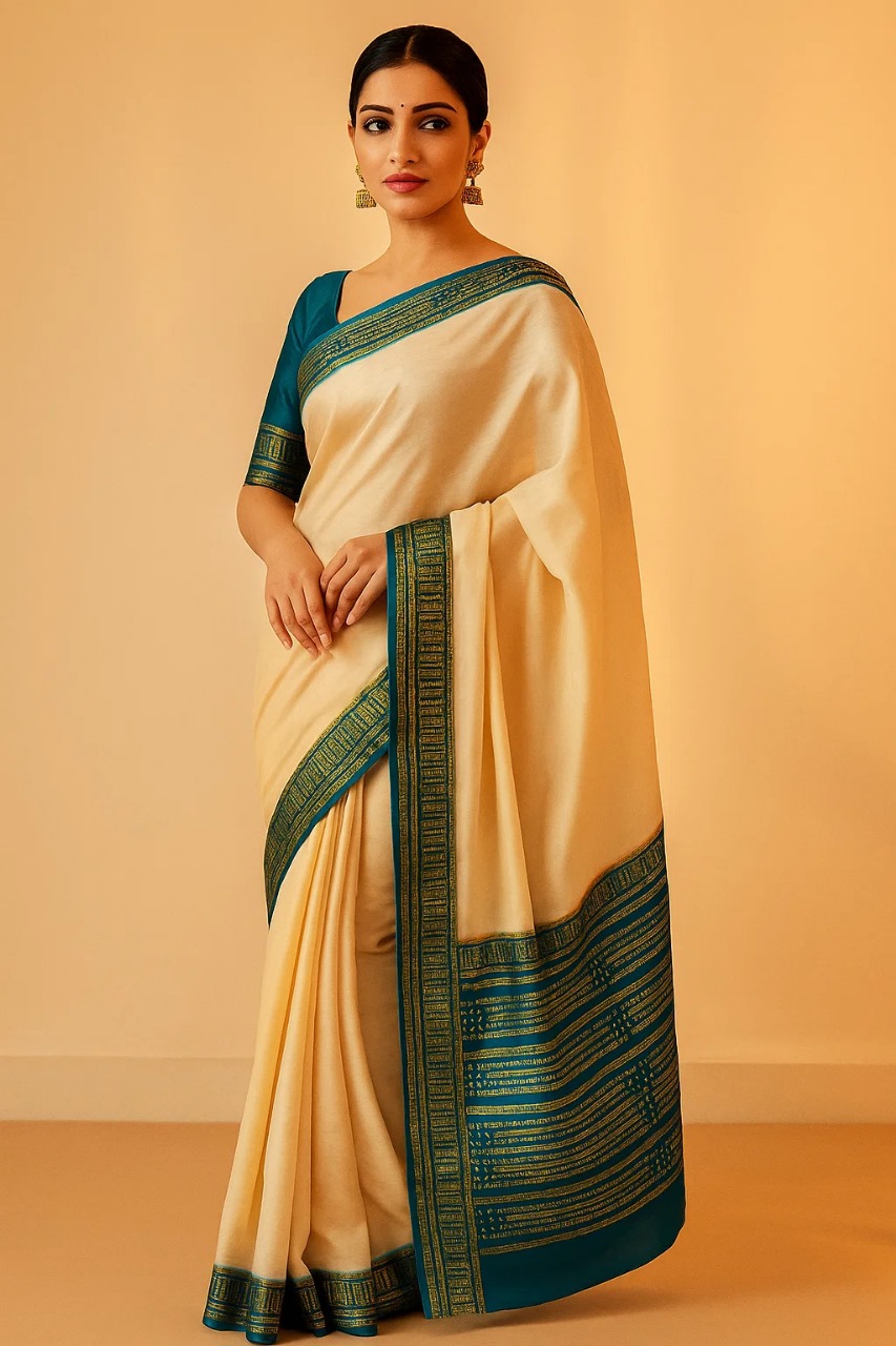 off white banarsi saree