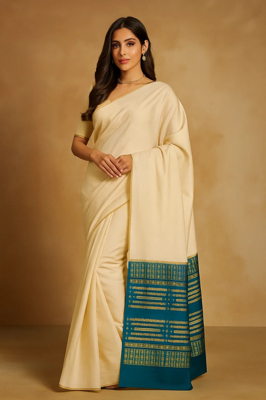 off white banarsi saree