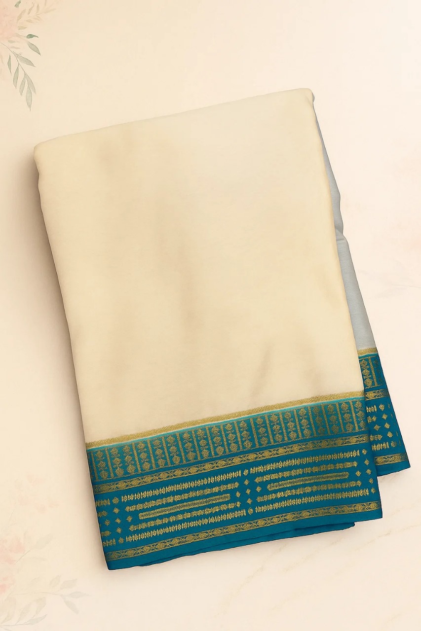 off white banarsi saree
