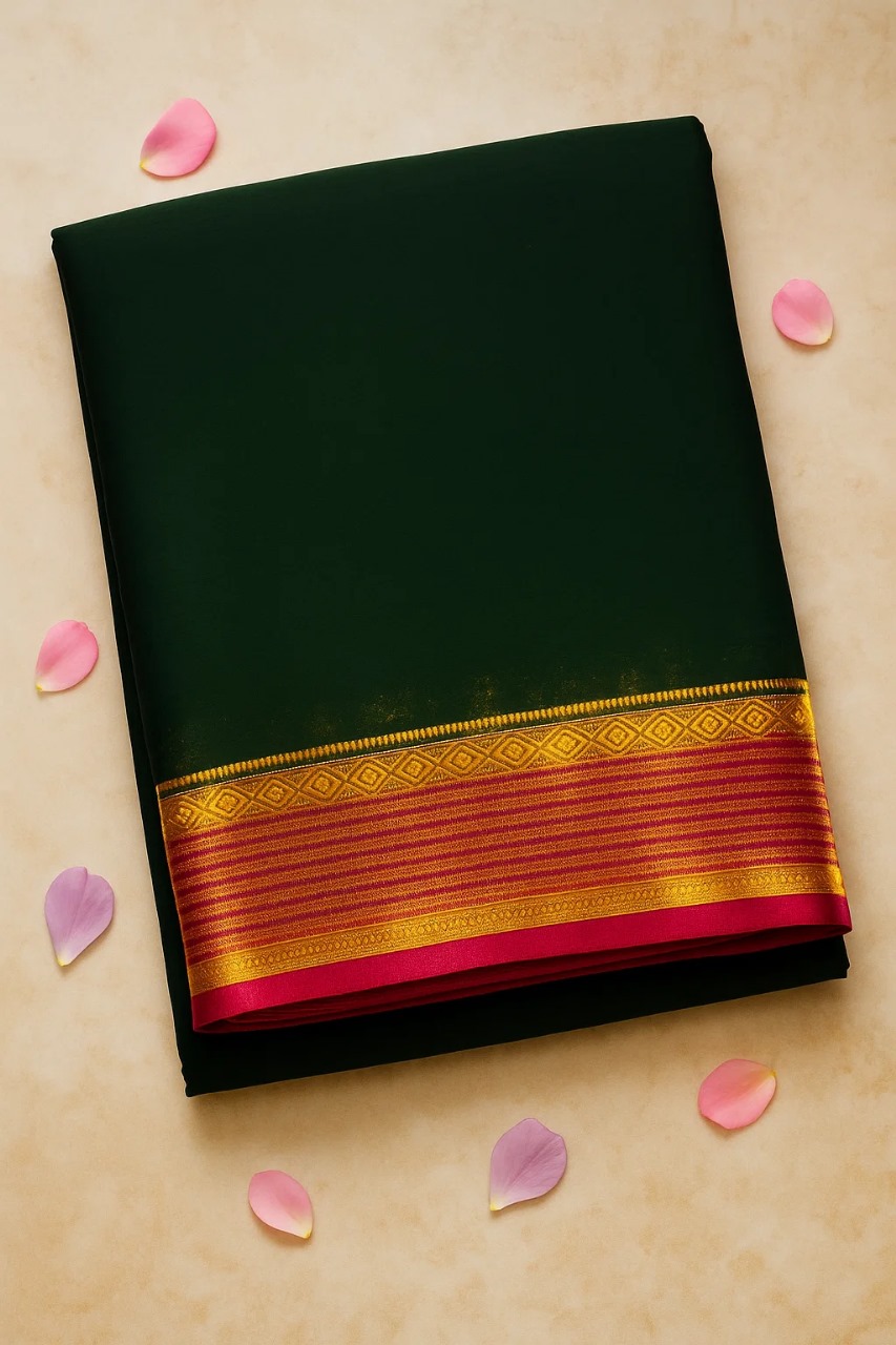 Deep green sari 