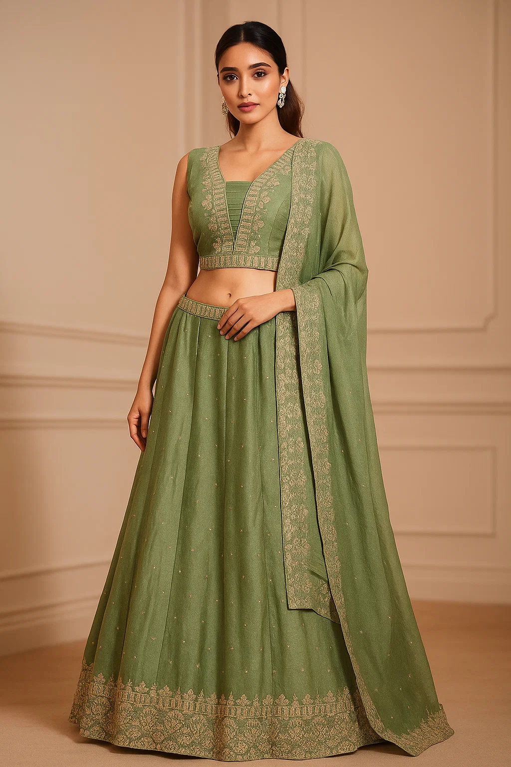 Olive Green lehnga