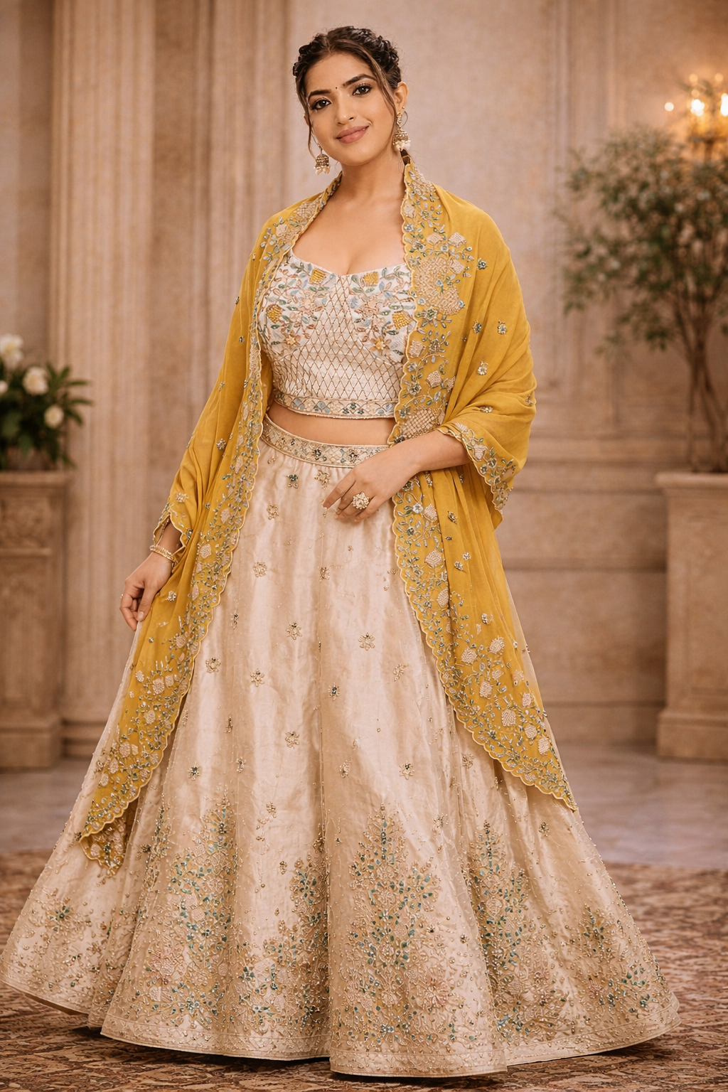 Aqua Elegance Embroidered Kurta Sharara Set with Dupatta