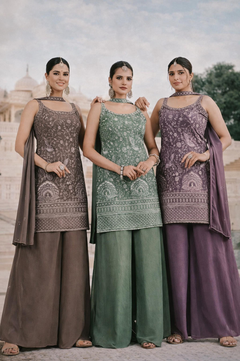 Regal Heritage Embroidered Kurta Sharara Sets – Multi Color Collection