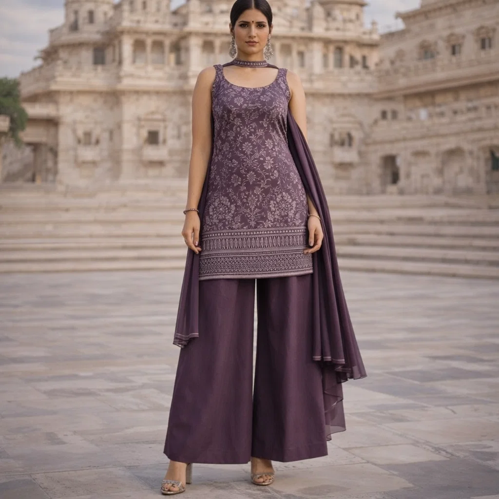 Royal Heritage Embroidered Sharara Suit Set with Dupatta (Festive & Wedding Wear)