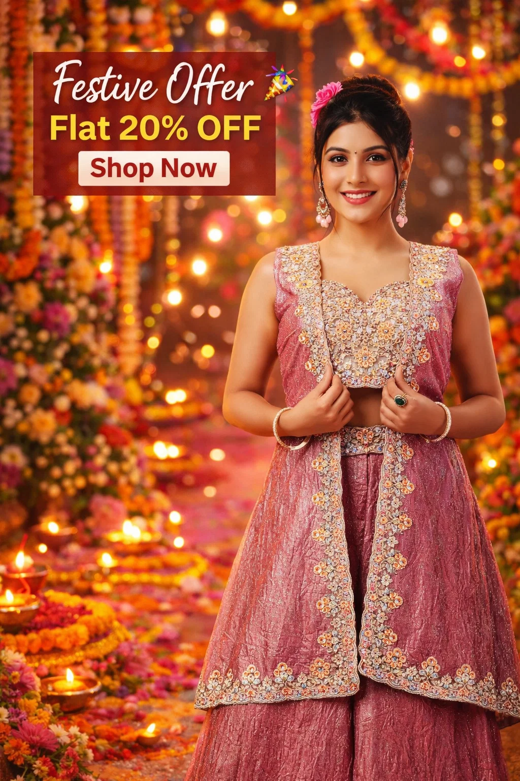 House of Vasuki Rose Blush Embroidered Lehenga Set