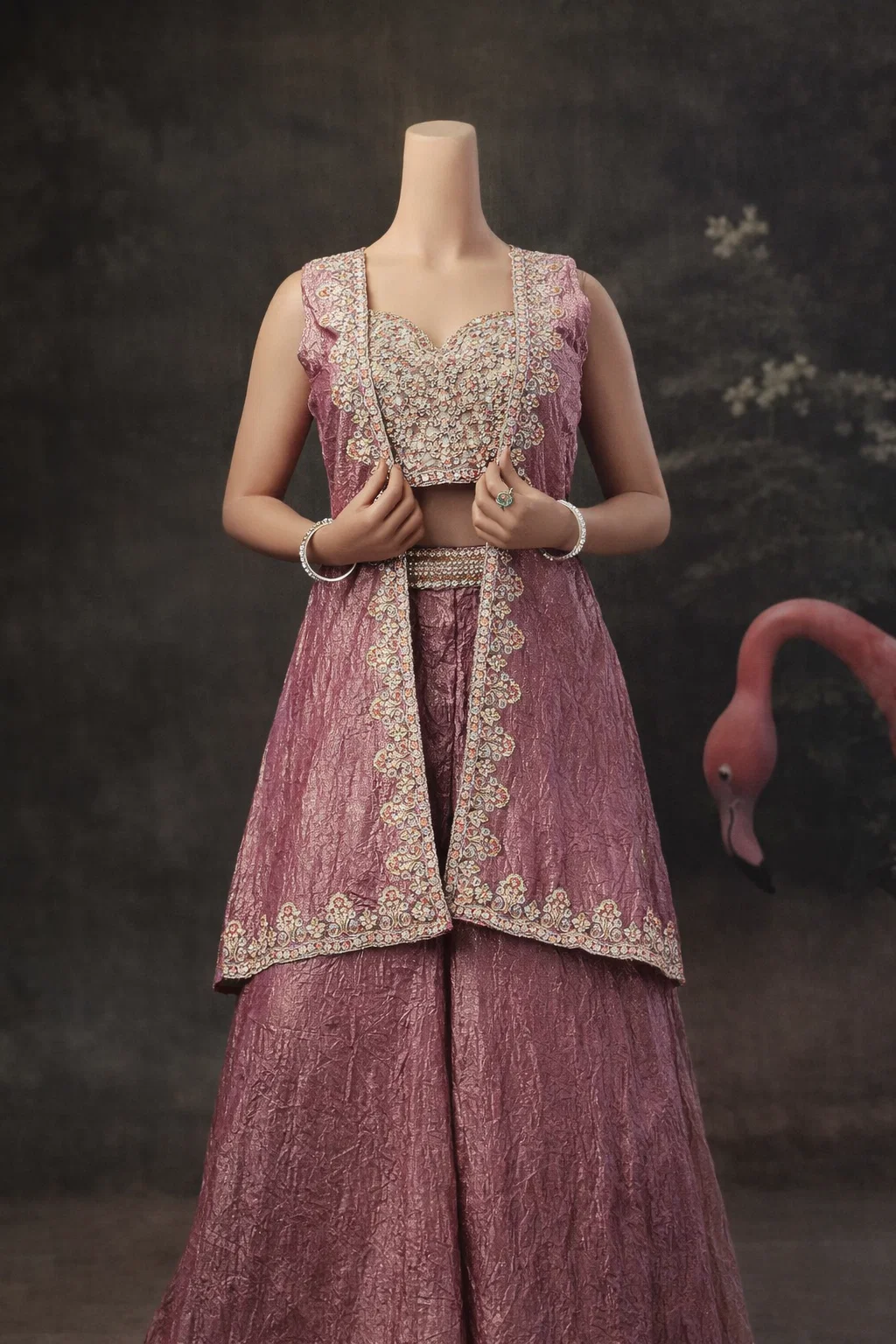 House of Vasuki Rose Blush Embroidered Lehenga Set