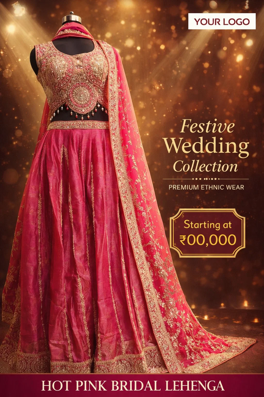 Rani Pink Embroidered Lehenga Choli Set with Dupatta