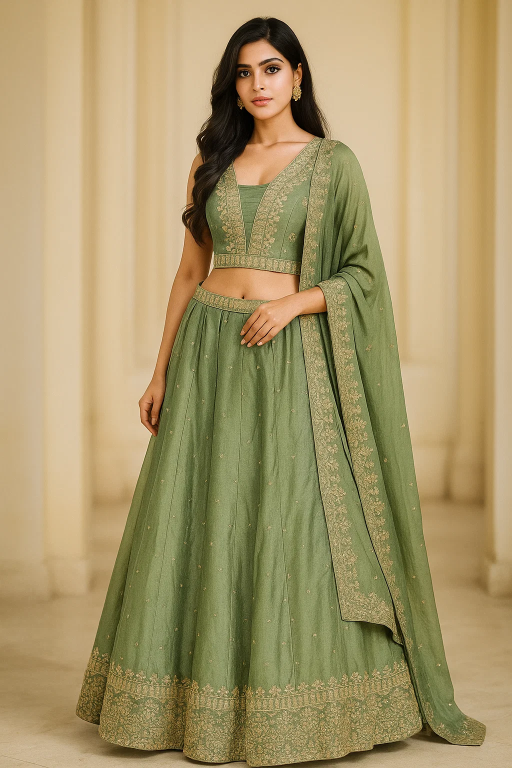 Olive Green lehnga