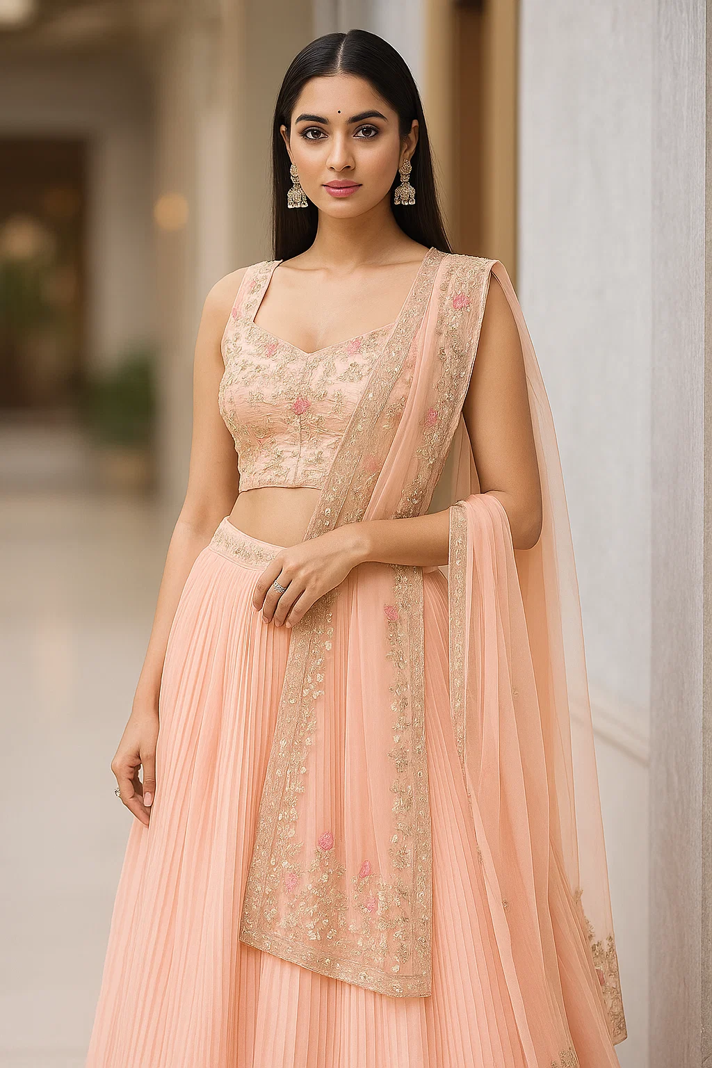 peach lehnga