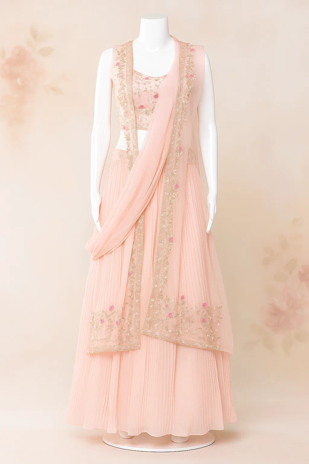 peach lehnga