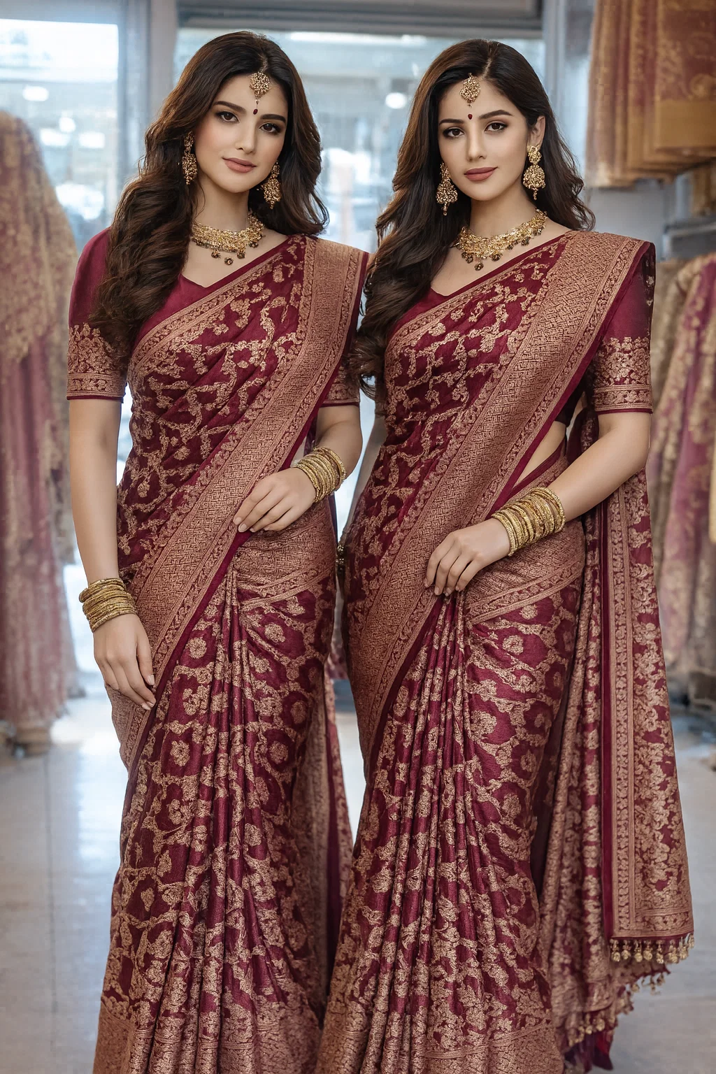 Meher Maroon Zari Woven Designer Saree