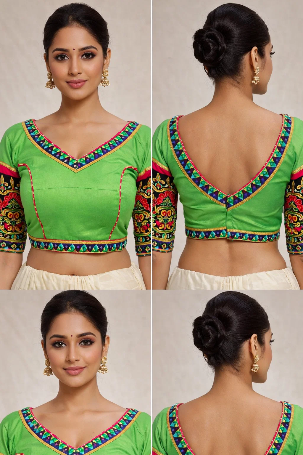 Golden High-Neck Silk Brocade Designer Blouse with Stylish Open Back