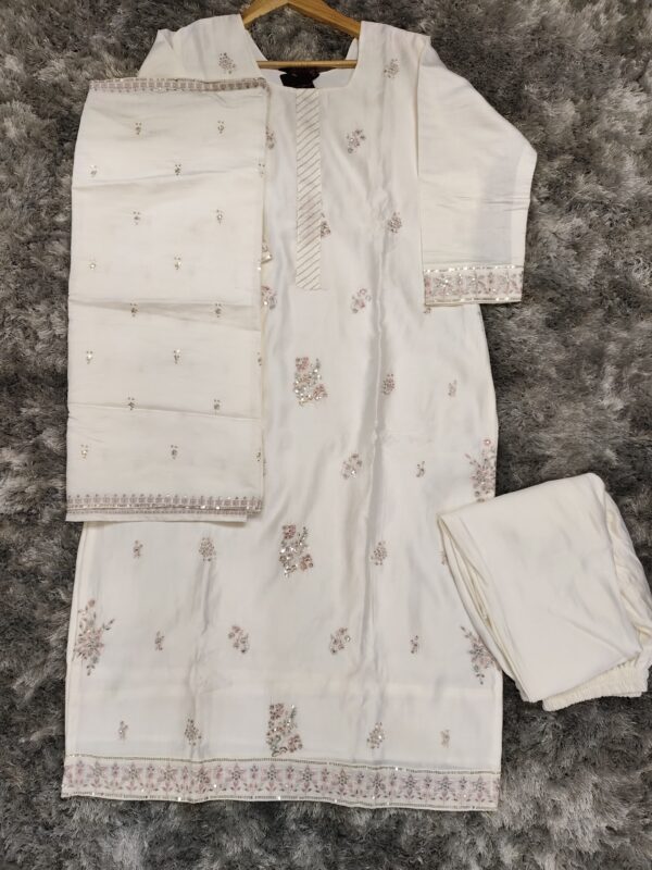 White colour soft silk dress