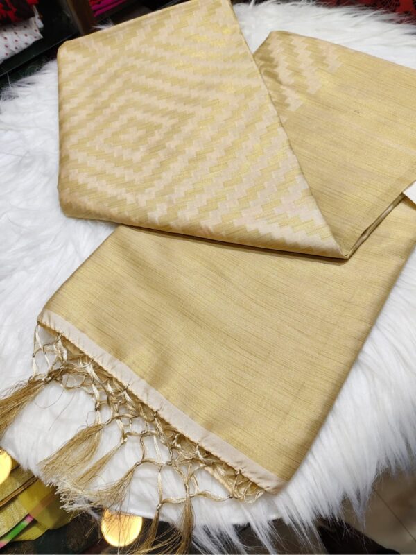 Raw silk cream colour saree